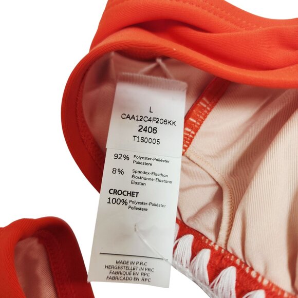 Cupshe Red Crochet Trim Bikini Set  Cross Back Straps High-Waisted  Womens SZ L - Picture 2 of 6